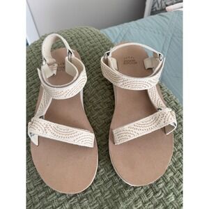 Teva Midform Universal Geometric Leather Platform Sandals Birch Tan women's 8